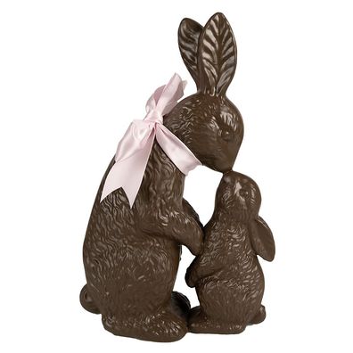 Clayre & Eef Figur Kaninchen 31 cm Braun Rosa Polyresin (Gr. 21x10x31 cm)