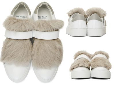 Moncler Victoire Fox Fur Trimmed Slip-on Sneakers Trainers Shoes Fell Schuhe 40