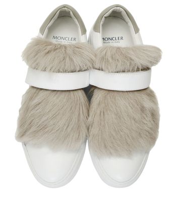 Moncler Victoire Fox Fur Trimmed Slip-on Sneakers Trainers Shoes Fell Schuhe 41