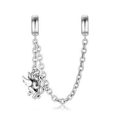 Sicherheitskette Charm für Armband aus 925 Sterling Silber Geschenkidee Charm Armband