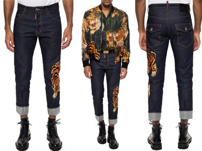 Dsquared2 JEANS TIGER-EMBROIDERY RUN DAN SOLD OUT S71LB0746 HOSE Trousers PANTS