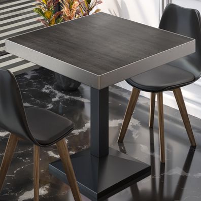 BPA | Bistro Tisch | Quadratisch | Edelstahl Rand | 50 x 50 x 81 cm | Wenge / Schwar