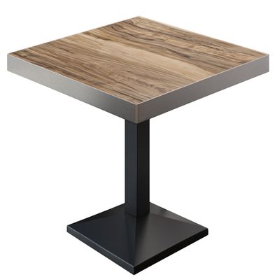 BPA | Bistro Tisch | Quadratisch | Edelstahl Rand | 70 x 70 x 81 cm | Sheesham / Sch