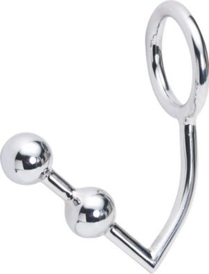 50mm Edelstahl Cockring Anal Hook mit 30mm doppel Analkugel