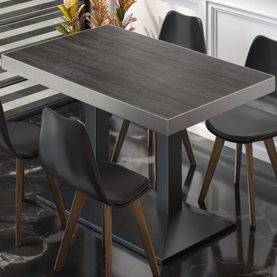 BPA | Bistro Tisch | 130 x 80 x 81 cm | Rechteckig | Edelstahl Rand | Wenge / Schwar