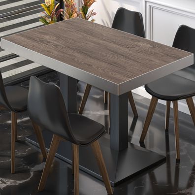 BPA | Bistro Tisch | 130 x 80 x 81 cm | Rechteckig | Edelstahl Rand | Light Wenge