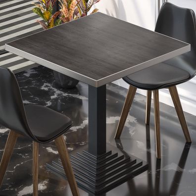 BPY | Bistro Tisch | 50 x 50 x 78,5 cm | Quadratisch | Edelstahl Rand | Wenge / Schw