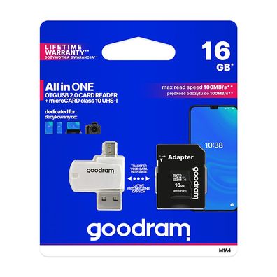 GoodRam memory card 16GB Speicherkarte ALL in ONE microSDHC cl. 10 UHS-I + adapter