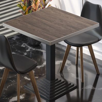 BPY | Bistro Tisch | 50 x 50 x 78,5 cm | Quadratisch | Edelstahl Rand | Light Wenge