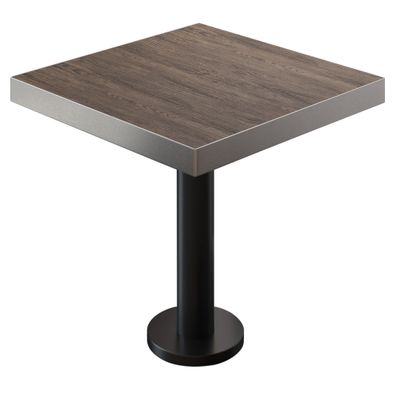 BML | Bistro Tisch | 80 x 80 x 77 cm | Quadratisch | Edelstahl Rand | Light Wenge