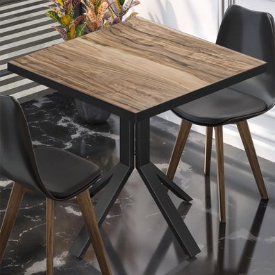 BE | Bistro Tisch | 60 x 60 x 74,5 cm | Quadratisch | Schwarz Rand | Sheesham / Schw