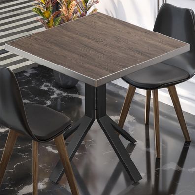 BE | Bistro Tisch | 60 x 60 x 74,5 cm | Quadratisch | Edelstahl Rand | Light Wenge