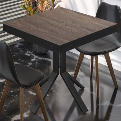 BE | Bistro Tisch | 60 x 60 x 77 cm | Quadratisch | Schwarz Rand | Light Wenge / Sch