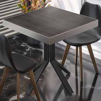 BE | Bistro Tisch | 60 x 60 x 77 cm | Quadratisch | Edelstahl Rand | Wenge / Schwarz