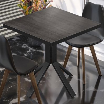 BE | Bistro Tisch | 80 x 80 x 74,5 cm | Quadratisch | Schwarz Rand | Wenge / Schwarz