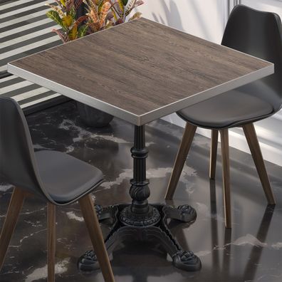 BPR | Bistro Tisch | 70 x 70 x 74,5 cm | Quadratisch | Edelstahl Rand | Light Wenge