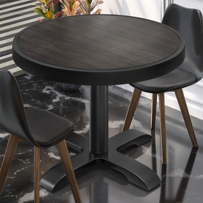 BSD | Bistro Tisch | Ø 60 x 77 cm | Rund | Metallrahmen | Wenge / Schwarz | Bistroti