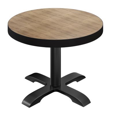 BSD | Bistro Tisch | Ø 80 x 77 cm | Rund | Schwarzer Rand | Eiche / Schwarz | Bistro