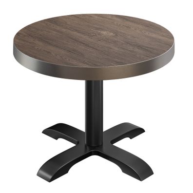 BSD | Bistro Tisch | Ø 80 x 77 cm | Rund | Edelstahl Rand | | Light Wenge / Schwarz