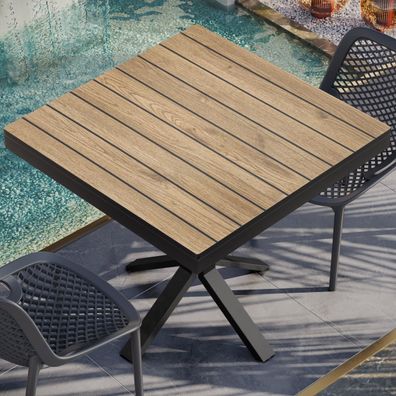 TEAK STEEL | Gastro CDF Außen Tischplatte | 70 x 70 x 4,2 cm | Eiche | Quadratisch |