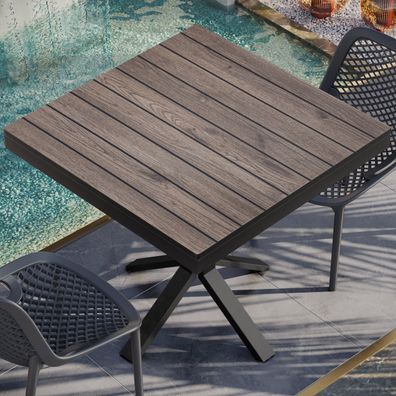 TEAK STEEL | Gastro CDF Außen Tischplatte | 60 x 60 x 4,2 cm | Light Wenge | Quadrat