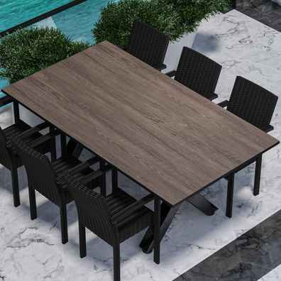 Compact | Gastro HPL Tischplatte | 200 x 100 cm | Light Wenge | Rund | Gastro HPL Ti
