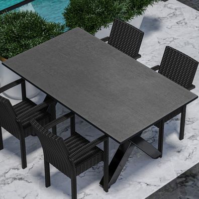 Compact | Gastro HPL Tischplatte | 180 x 90 cm | Anthrazit | Rund | Gastro HPL Tisch