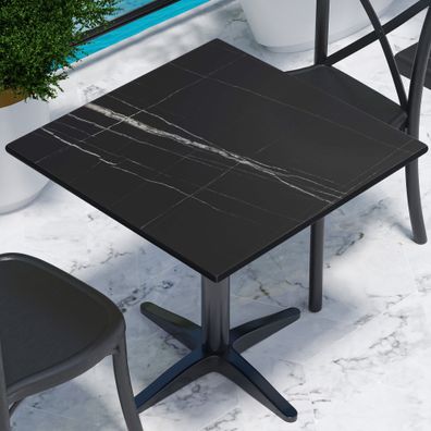 Compact | Gastro HPL Tischplatte | 80 x 80 cm | Schwarz Marmor | Quadratisch | Gastr