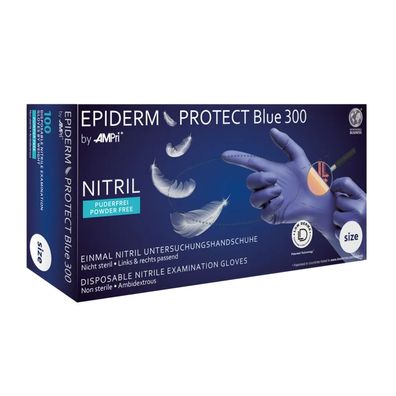 10x Epiderm Protect BLUE 300 by MED-COMFORT, Nitril-Untersuchungshandschuh, puderfrei