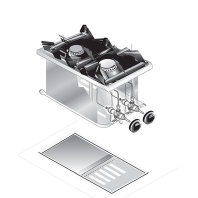 Gastro-Inox Einbau-Gasherd mit 2 Brenner aus Edelstahl