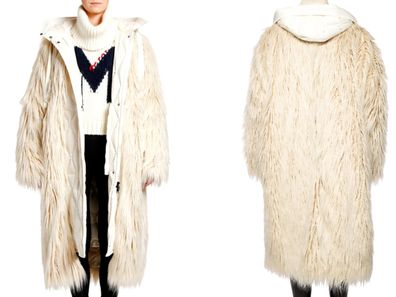 Moncler Bouregreg Shearling Faux Fur Quilted Coat w/ Underlay Jacket Mantel M