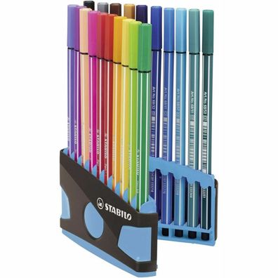 Stabilo-Pen 68 Color- Parade 20er in Kunststoff Box anthrazit-hellblau