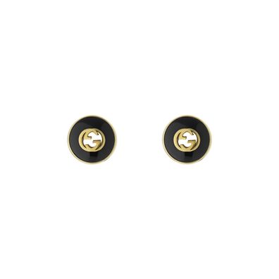 Gucci - YBD786554001 - Ineinandergreifende Gucci-Ohrstecker aus Gelbgold und Onyx