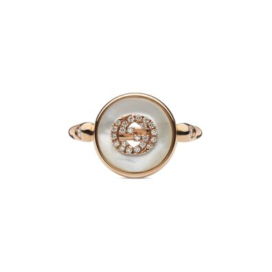 Gucci – YBC786764001 – Gucci-Ineinandergreifender Ring aus Roségold, Mopp, Diamant, G