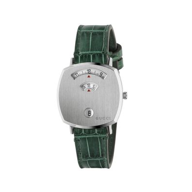 Gucci – YA157404 – Griffiges Stahlgehäuse, 3 Fenster für Stunde, Minute und Datum, gr