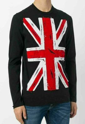 Dsquared2 JEANS UNION JACK RIBBED Vintage USED LOOK Sweatshirt T-SHIRT SHIRT S