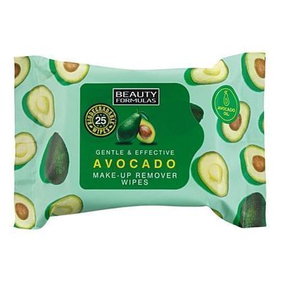 Beauty Formulas Avocado Chusteczki do demakijaÅ¼u, 25 sztuk