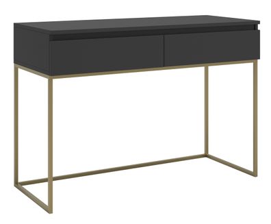 Selsey Bemmi - Schminktisch, Schwaz mit goldenem Metallgestell, 120 cm