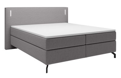 Selsey Lanko - Boxspringbett in Grau mit Topper und Beleuchtung, 140x200 cm