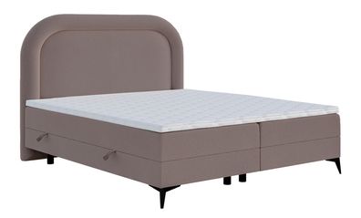 Selsey LOREO - Boxspringbett mit Bettkasten, Chenille-Bezug in Hellbraun, 140x200 cm