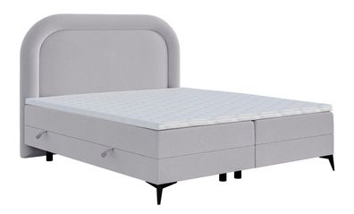 Selsey LOREO - Boxspringbett mit Bettkasten, Chenille-Bezug in Hellgrau, 140x200 cm