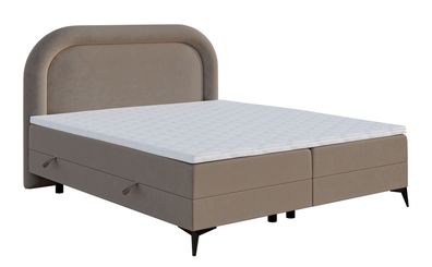 Selsey LOREO - Boxspringbett mit Samtbezug in Beige, 140x200 cm