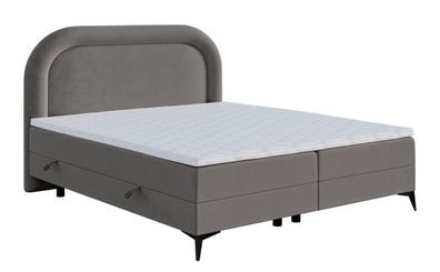 Selsey LOREO - Boxspringbett mit Samtbezug in Greige, 140x200 cm