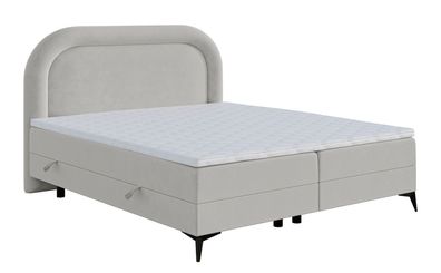 Selsey LOREO - Boxspringbett mit Samtbezug in Hellbeige, 140x200 cm