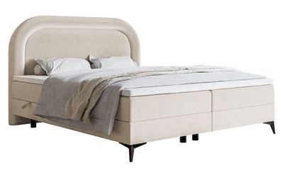 Selsey LOREO - Boxspringbett mit wasserfestem Samtbezug in Greige, 140x200 cm