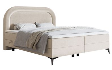 Selsey LOREO - Boxspringbett mit wasserfestem Samtbezug in Greige, 160x200 cm