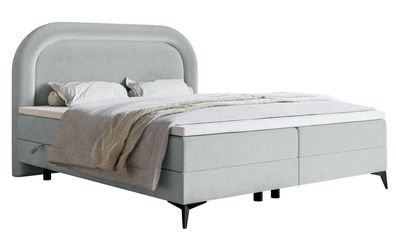 Selsey LOREO - Boxspringbett mit wasserfestem Samtbezug in Hellgrau, 140x200 cm