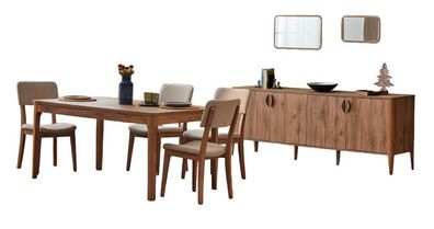 Esszimmer Set 8Tlg Luxus Holzmöbel Esstisch 4X Stühle Anrichte Essgarnitur