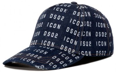 Dsquared2 Jeans Denim Icon Logo Baseball Cap Kappe Basebalkappe Hat Hut Cappy