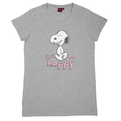 The Peanuts T-Shirt für Damen - Snoopy Oberteil, Oversize Top Grau, Größe L